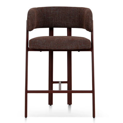 Everton | Modern Kaitoke Green Moss Brown Fabric Bar Stools With Arms | Set Of 2 | Brown