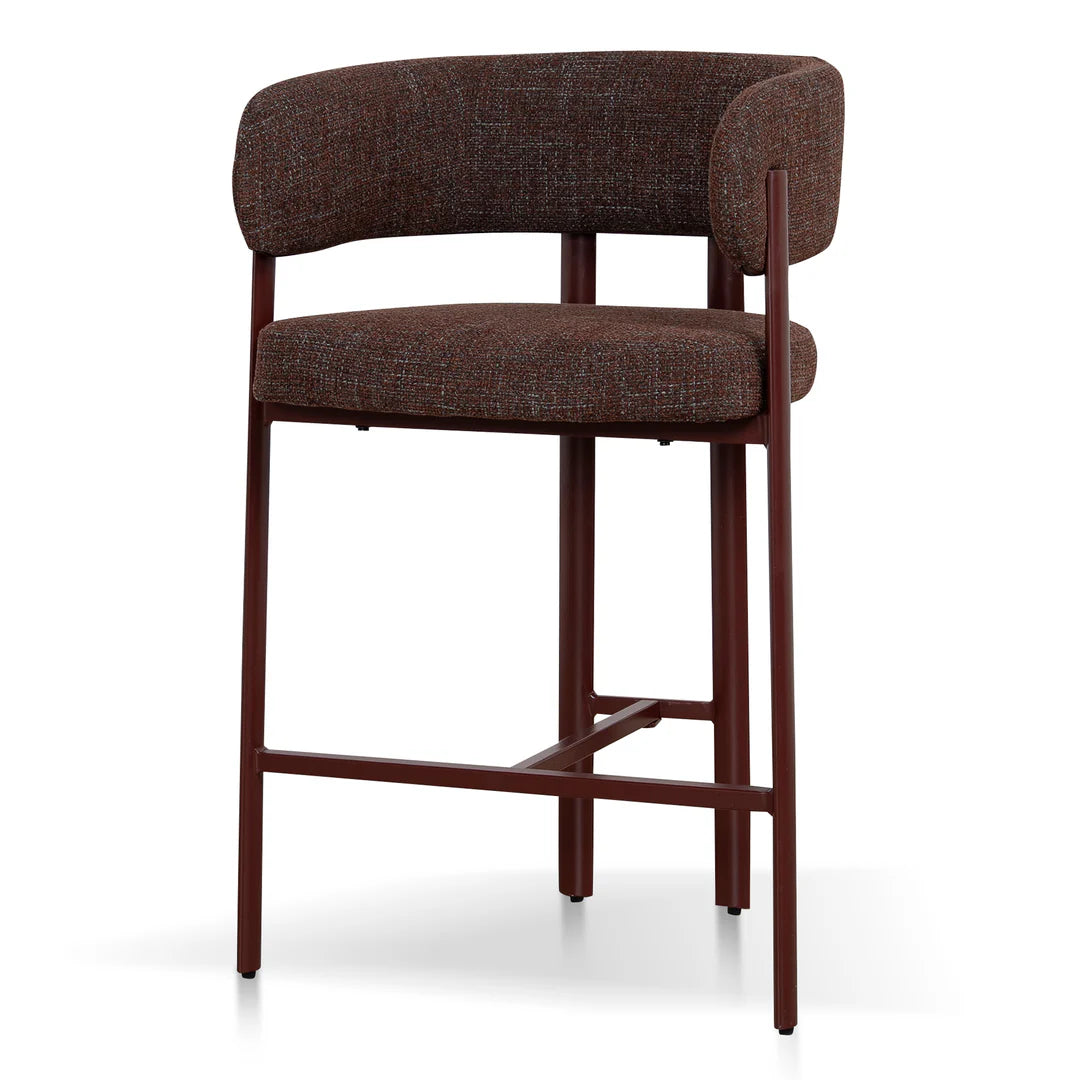 Everton | Modern Kaitoke Green Moss Brown Fabric Bar Stools With Arms | Set Of 2 | Brown