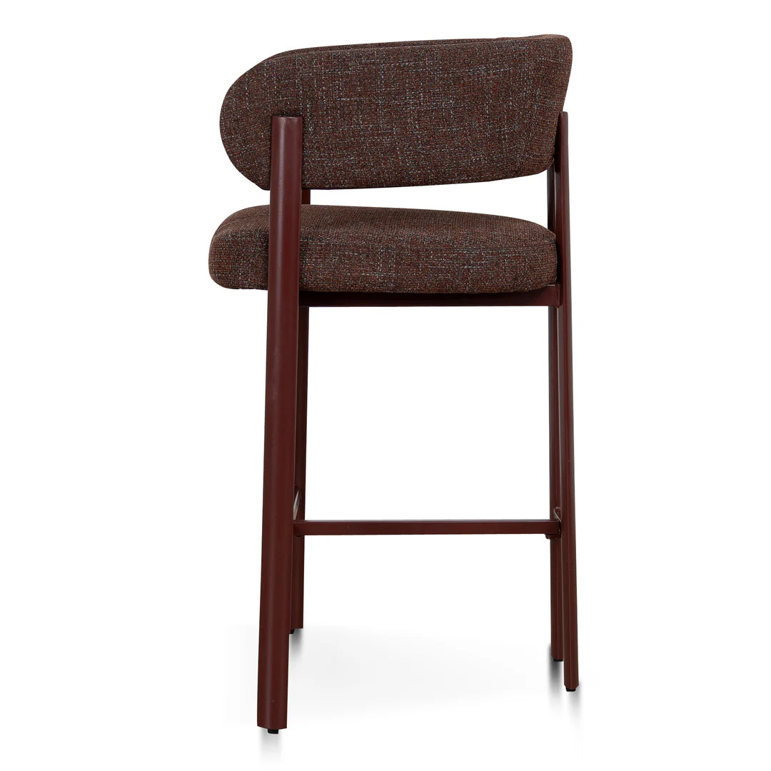 Everton | Modern Kaitoke Green Moss Brown Fabric Bar Stools With Arms | Set Of 2 | Brown