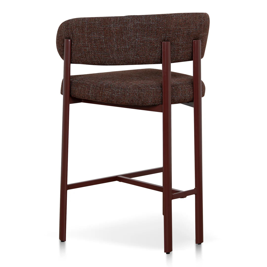 Everton | Modern Kaitoke Green Moss Brown Fabric Bar Stools With Arms | Set Of 2 | Brown