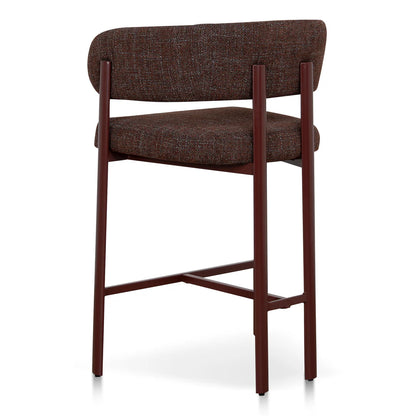Everton | Modern Kaitoke Green Moss Brown Fabric Bar Stools With Arms | Set Of 2 | Brown