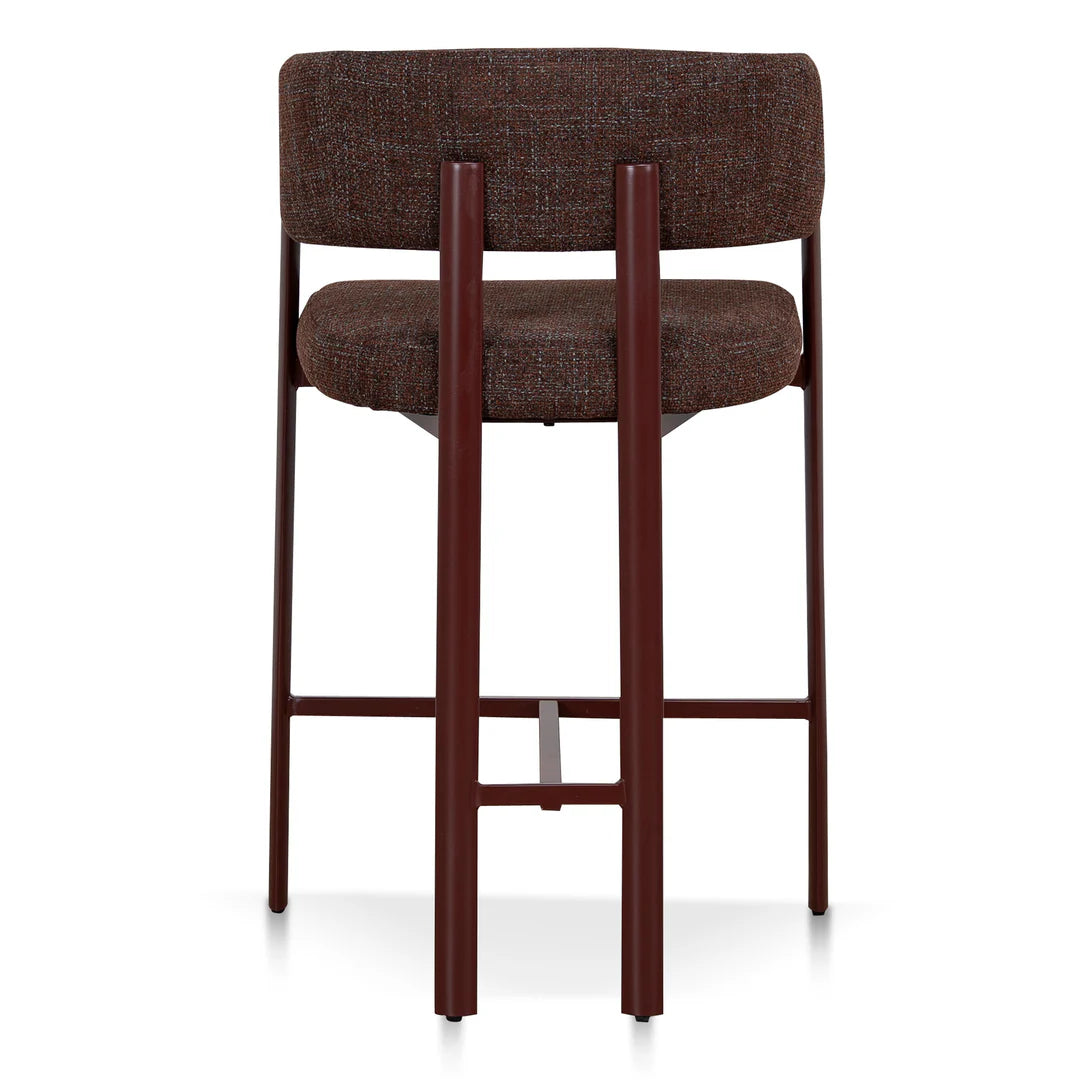 Everton | Modern Kaitoke Green Moss Brown Fabric Bar Stools With Arms | Set Of 2 | Brown
