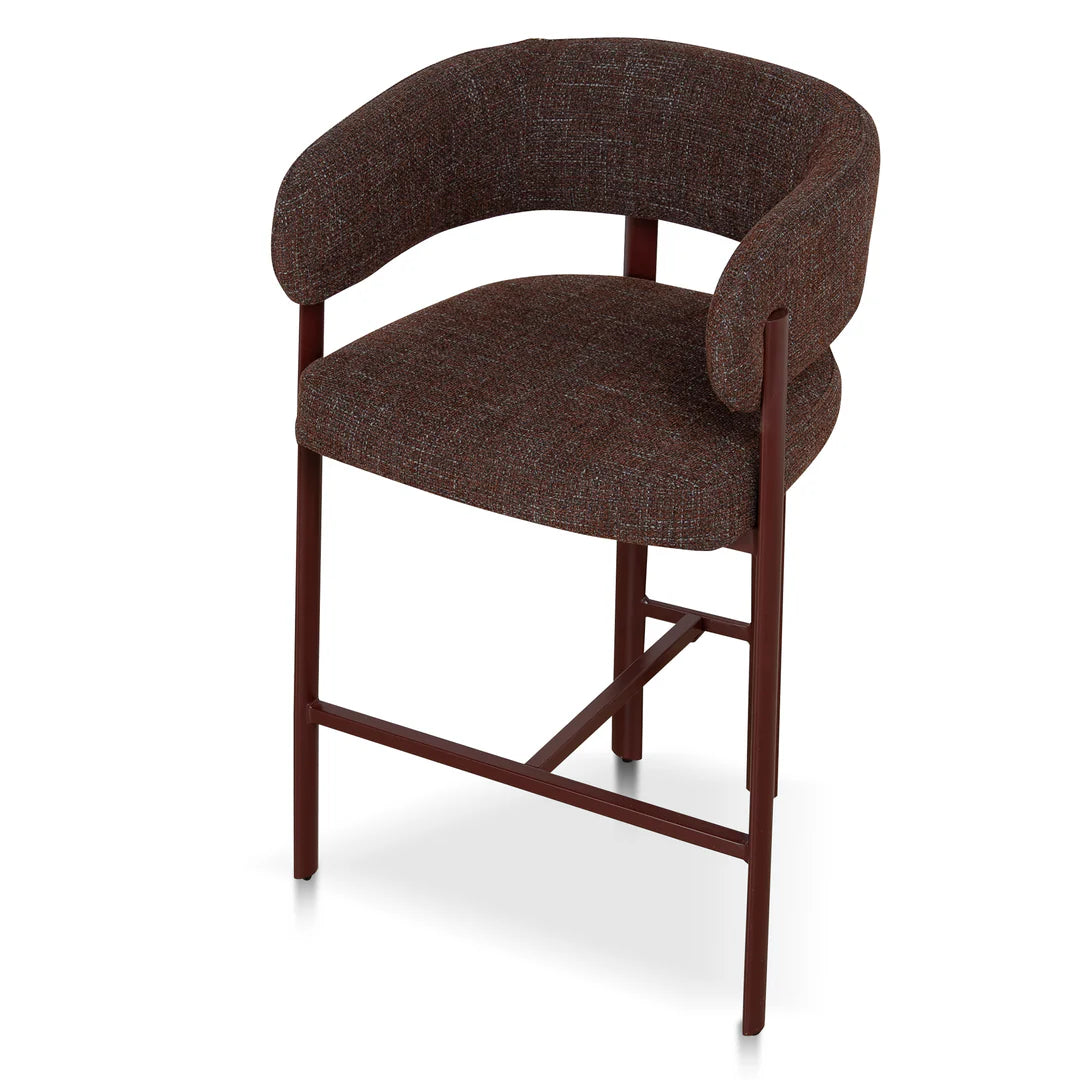 Everton | Modern Kaitoke Green Moss Brown Fabric Bar Stools With Arms | Set Of 2 | Brown