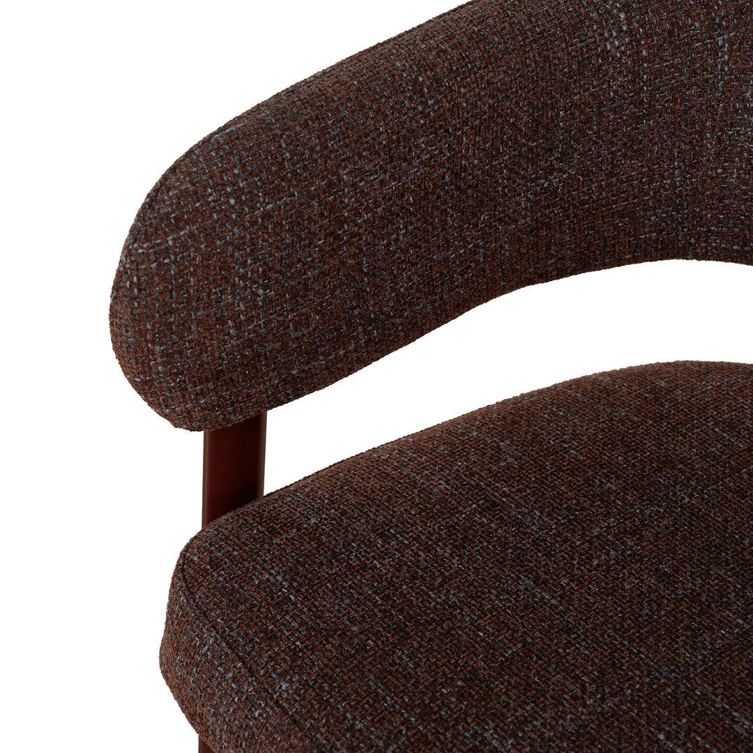 Everton | Modern Kaitoke Green Moss Brown Fabric Bar Stools With Arms | Set Of 2 | Brown
