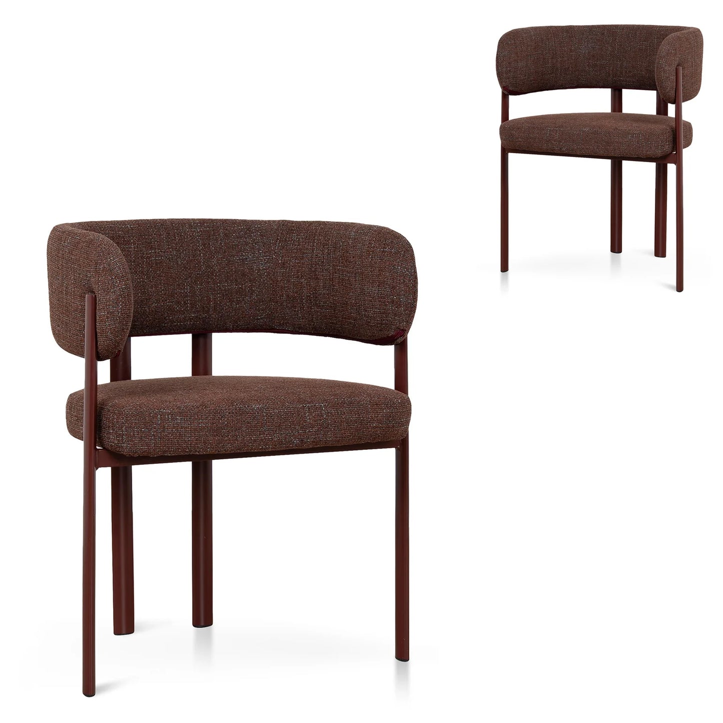 Everton | Modern Kaitoke Green Moss Brown Fabric Dining Chairs With Arms | Set Of 2 | Brown