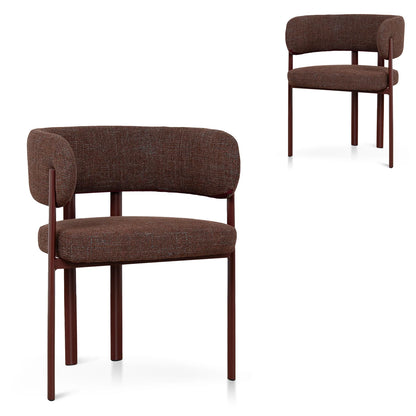 Everton | Modern Kaitoke Green Moss Brown Fabric Dining Chairs With Arms | Set Of 2 | Brown