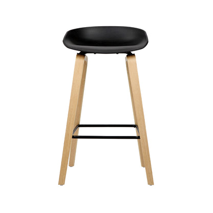 Evoka | 67cm Modern Black Plastic Wooden Bar Stools | Set Of 2