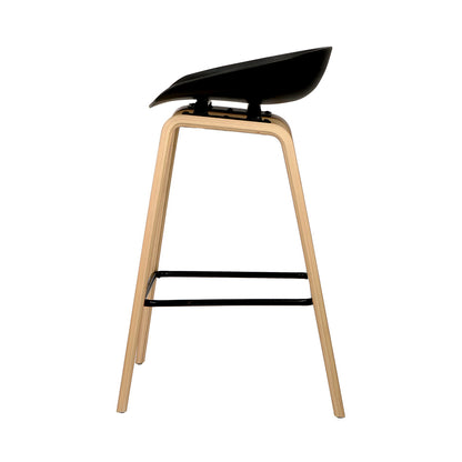 Evoka | 67cm Modern Black Plastic Wooden Bar Stools | Set Of 2