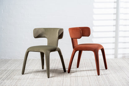 Fairlawn | Mid Century Rust Green Mohair Metal Dining Chairs | Green