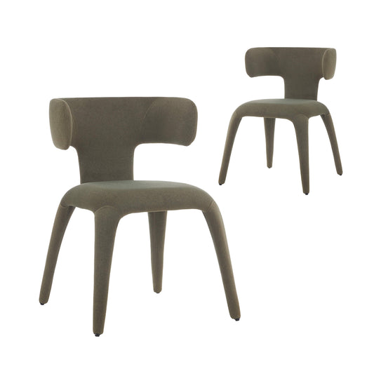 Fairlawn | Mid Century Rust Green Mohair Metal Dining Chairs | Green