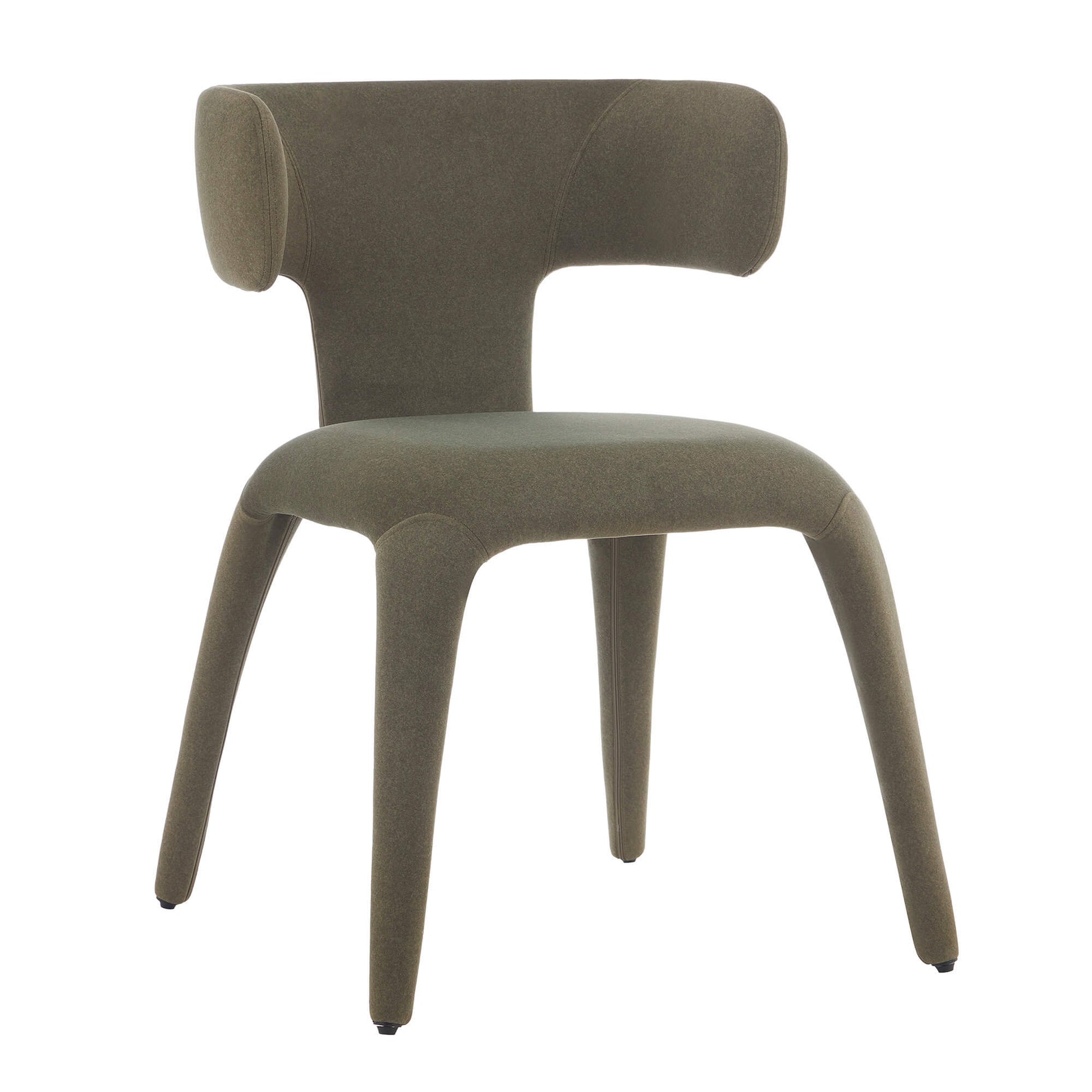 Fairlawn | Mid Century Rust Green Mohair Metal Dining Chairs | Green