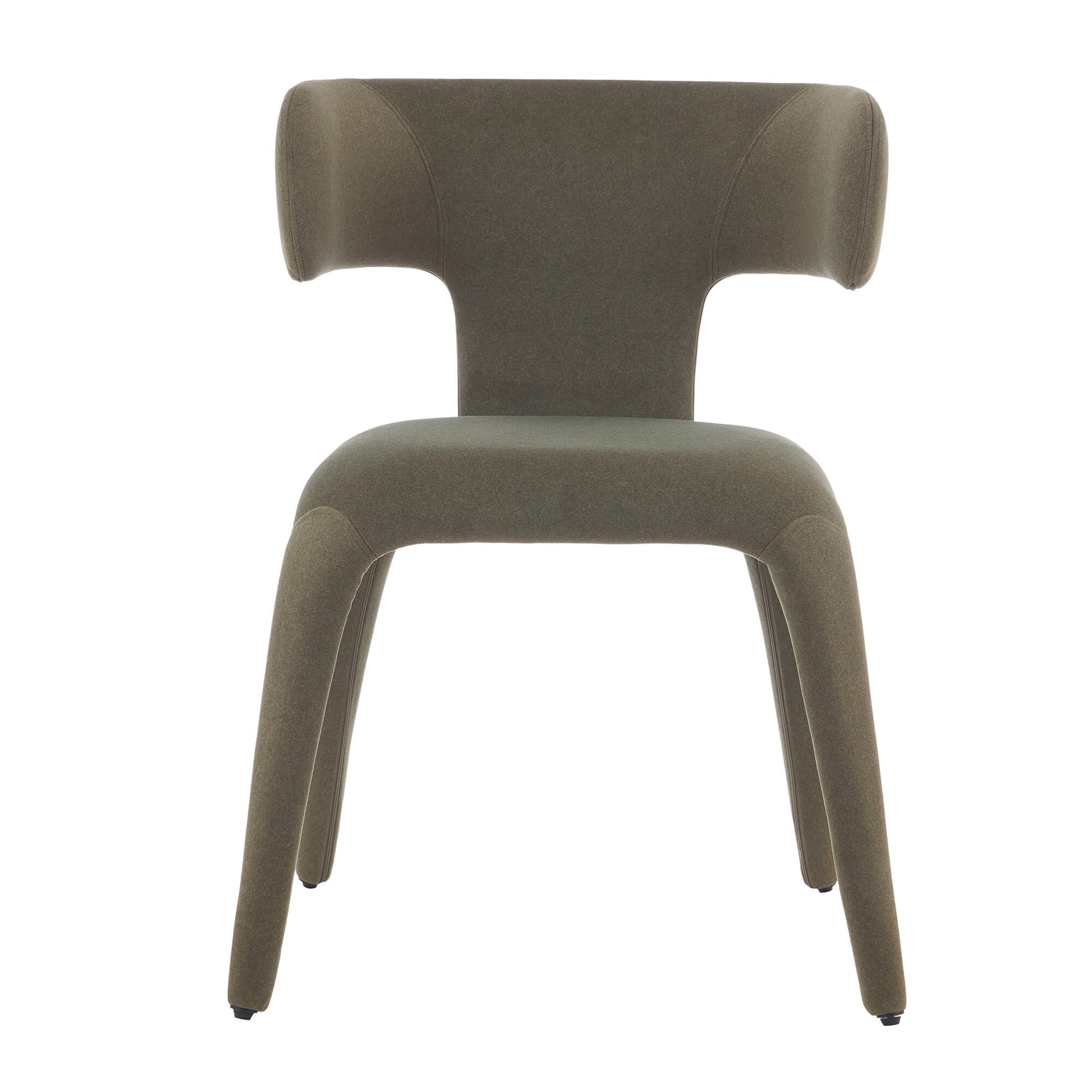 Fairlawn | Mid Century Rust Green Mohair Metal Dining Chairs | Green