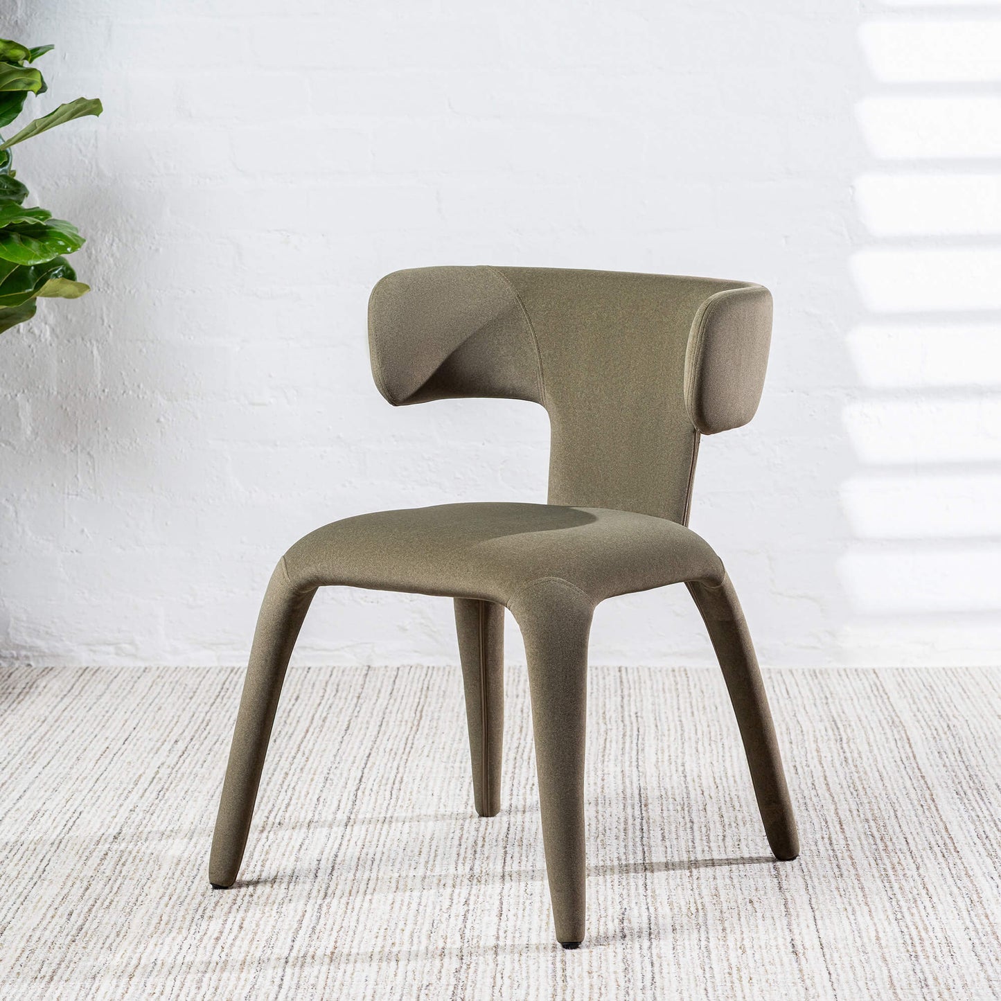 Fairlawn | Mid Century Rust Green Mohair Metal Dining Chairs | Green