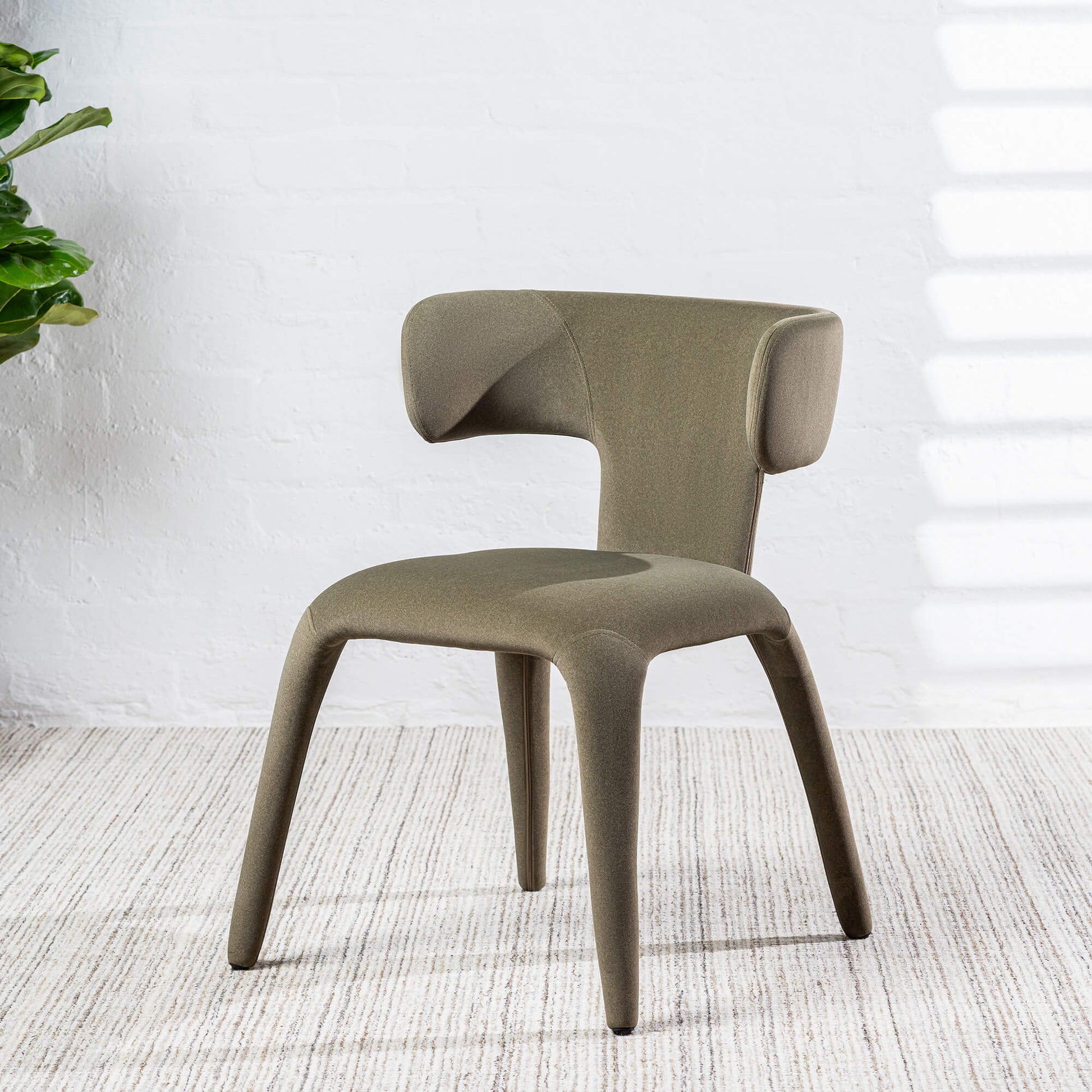 Fairlawn | Mid Century Rust Green Mohair Metal Dining Chairs | Green