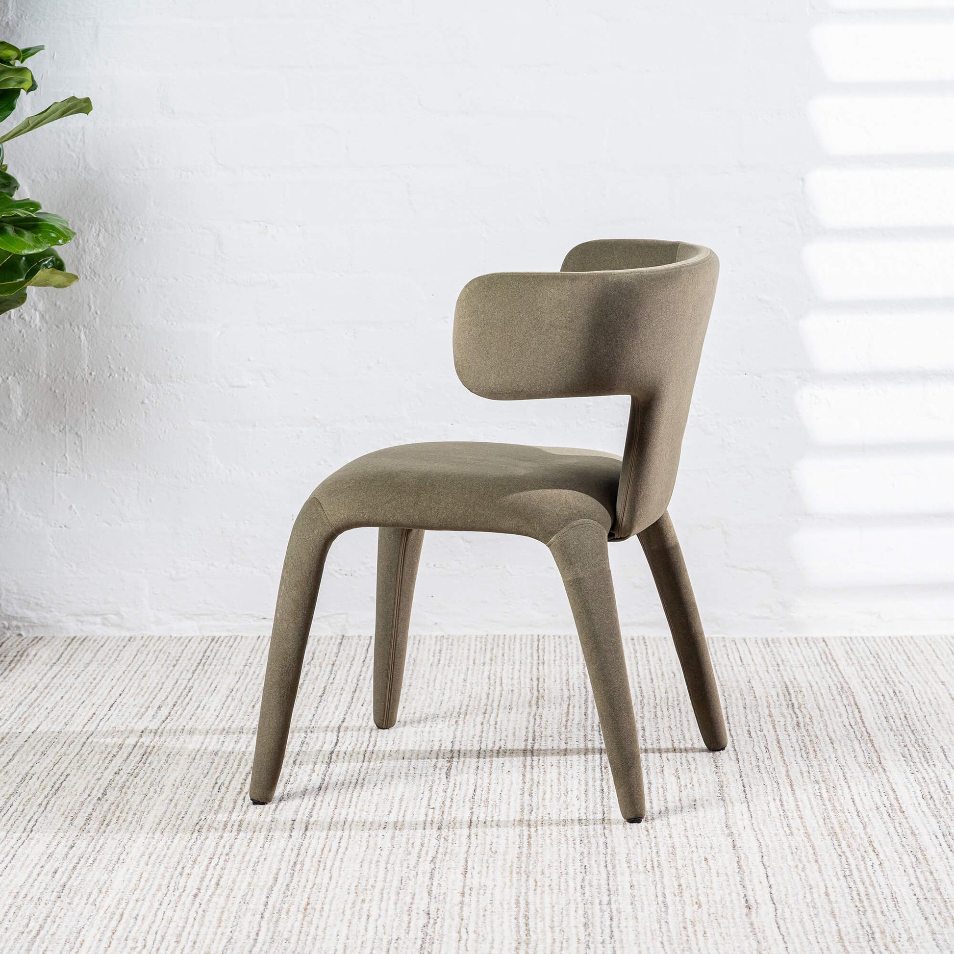 Fairlawn | Mid Century Rust Green Mohair Metal Dining Chairs | Green