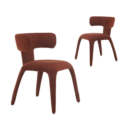 Fairlawn | Mid Century Rust Green Mohair Metal Dining Chairs | Rust