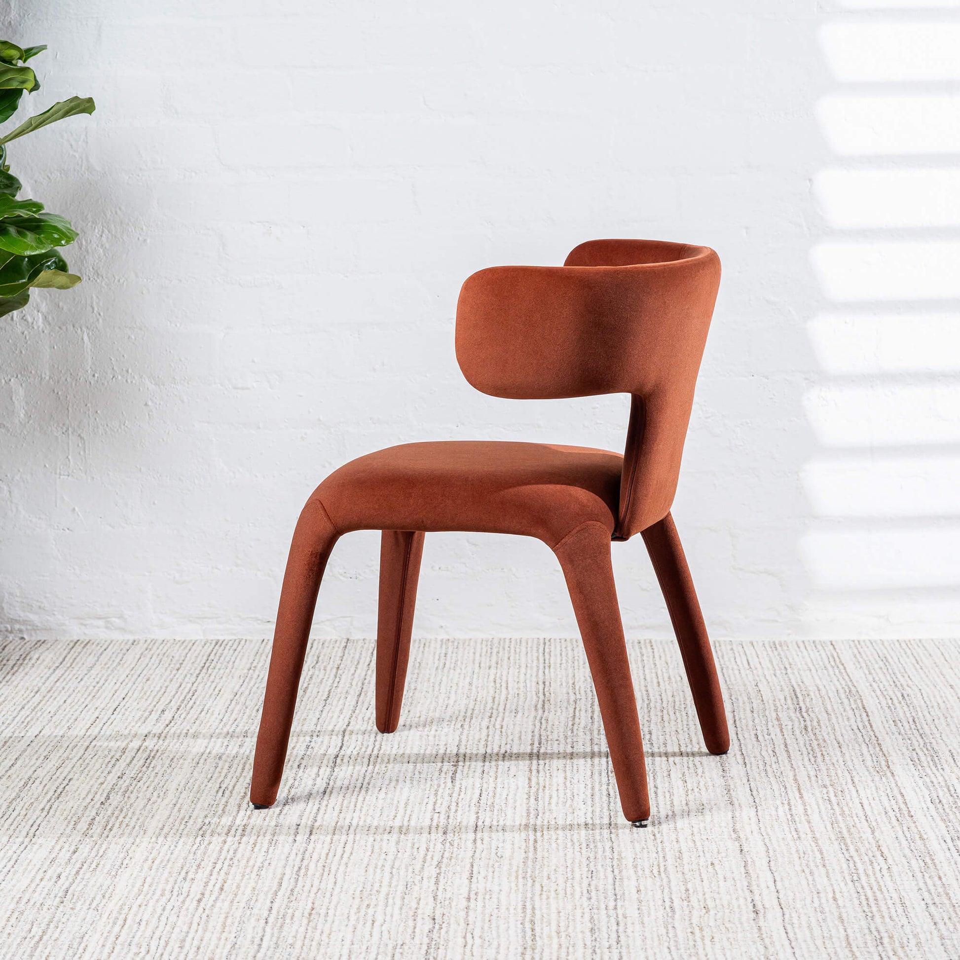 Fairlawn | Mid Century Rust Green Mohair Metal Dining Chairs | Rust
