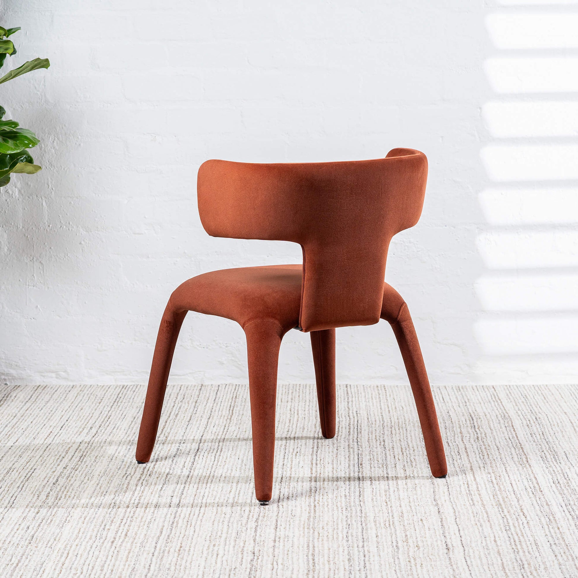 Fairlawn | Mid Century Rust Green Mohair Metal Dining Chairs | Rust