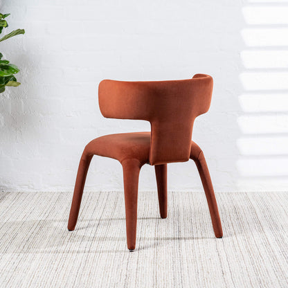 Fairlawn | Mid Century Rust Green Mohair Metal Dining Chairs | Rust