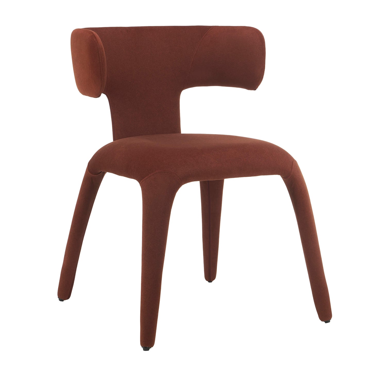 Fairlawn | Mid Century Rust Green Mohair Metal Dining Chairs | Rust