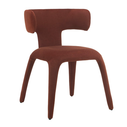 Fairlawn | Mid Century Rust Green Mohair Metal Dining Chairs | Rust