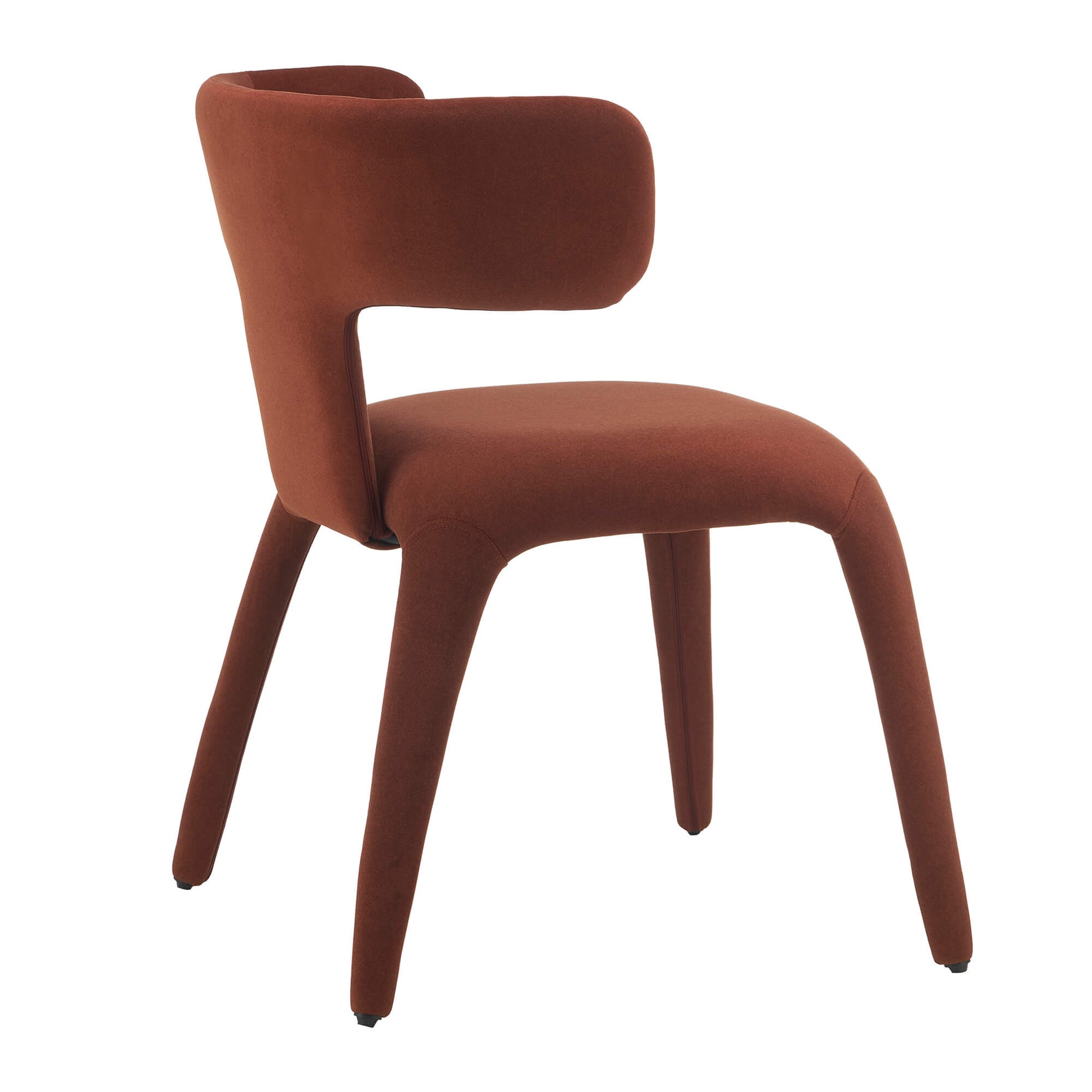 Fairlawn | Mid Century Rust Green Mohair Metal Dining Chairs | Rust