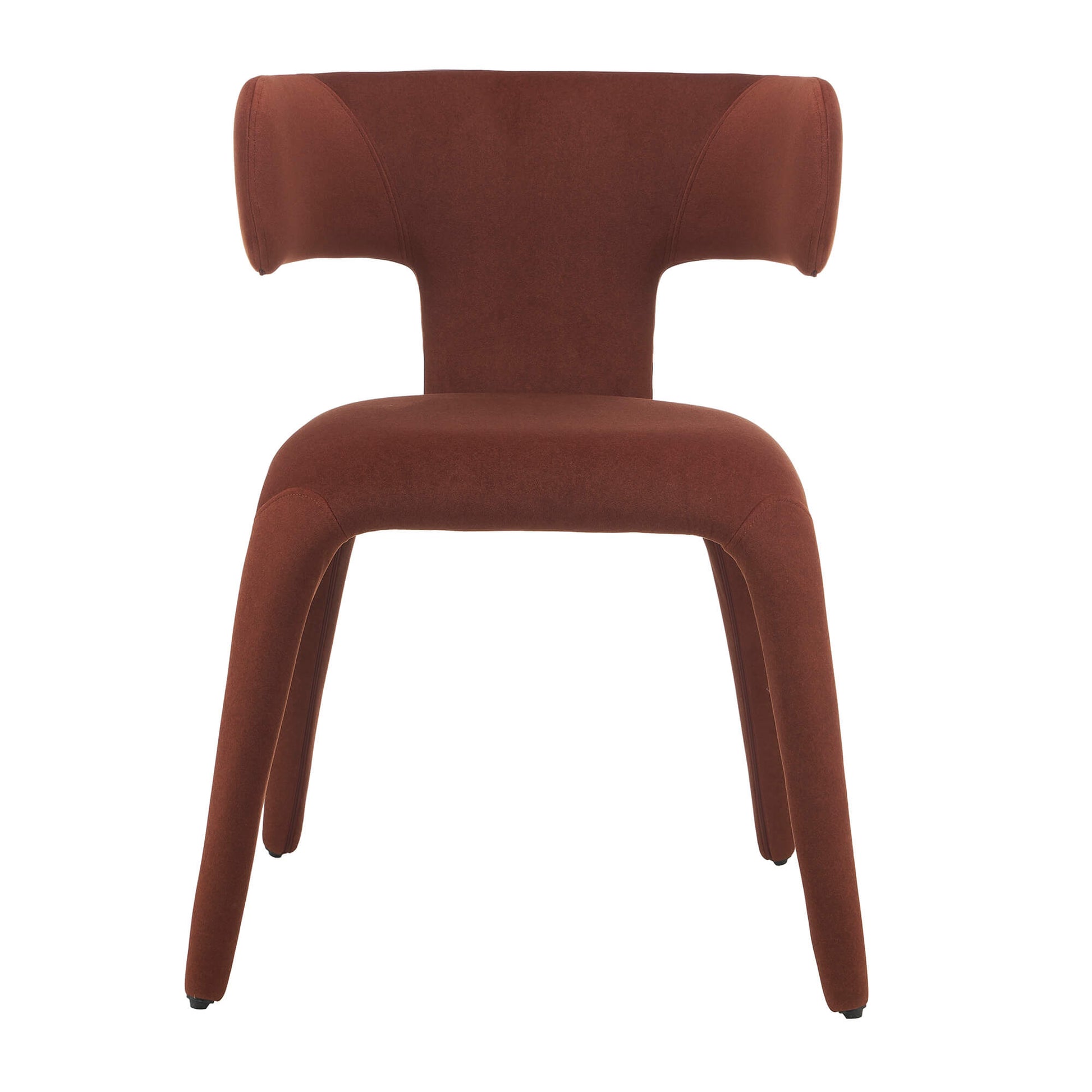 Fairlawn | Mid Century Rust Green Mohair Metal Dining Chairs | Rust