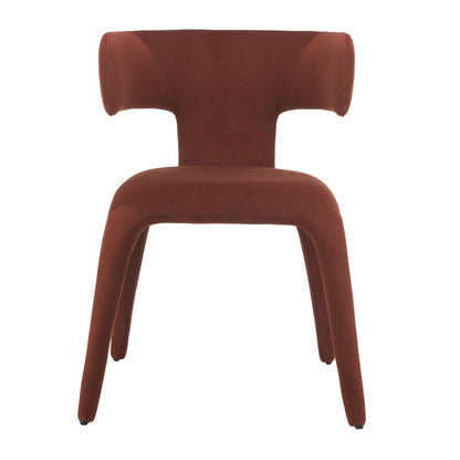 Fairlawn | Mid Century Rust Green Mohair Metal Dining Chairs | Rust