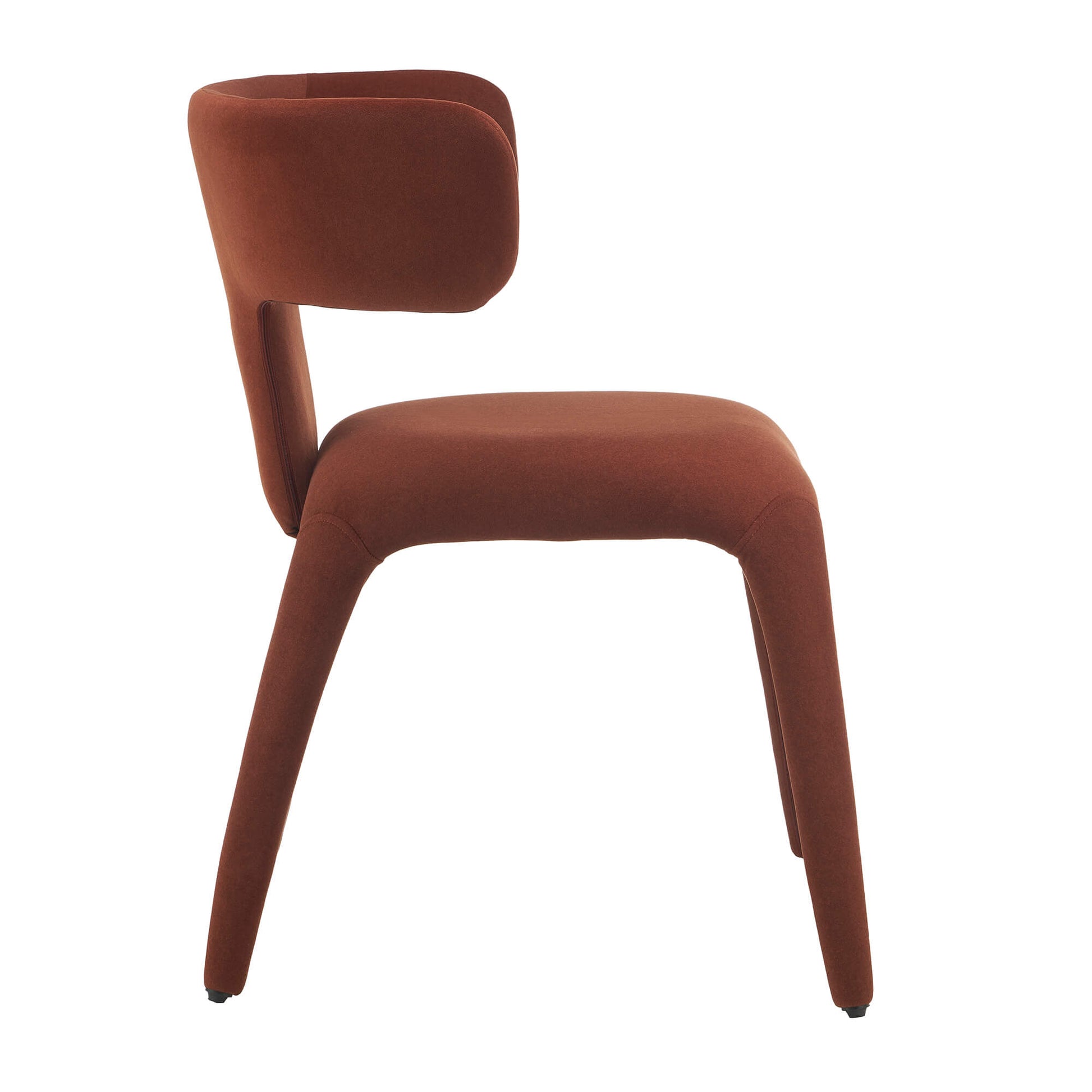 Fairlawn | Mid Century Rust Green Mohair Metal Dining Chairs | Rust