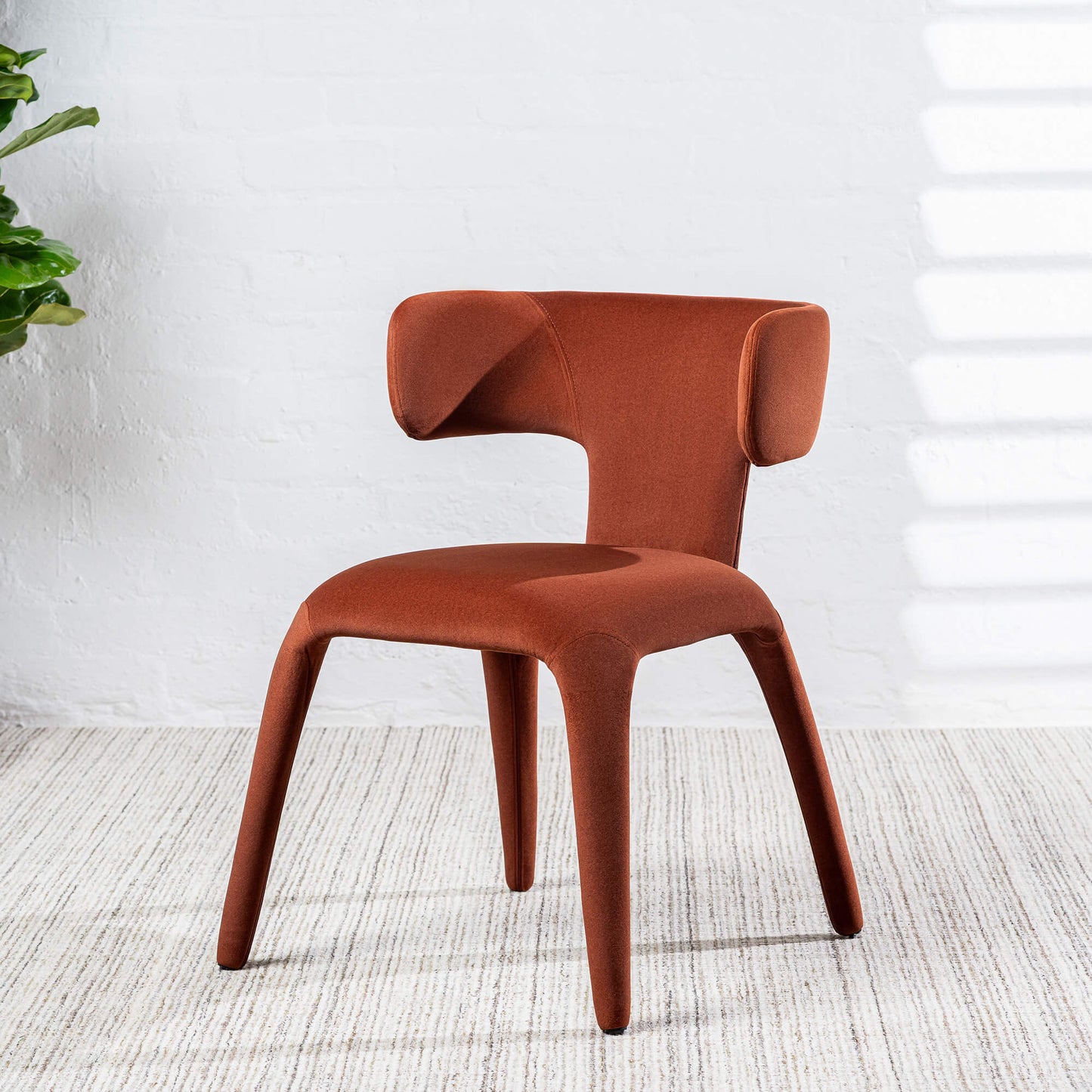 Fairlawn | Mid Century Rust Green Mohair Metal Dining Chairs | Rust