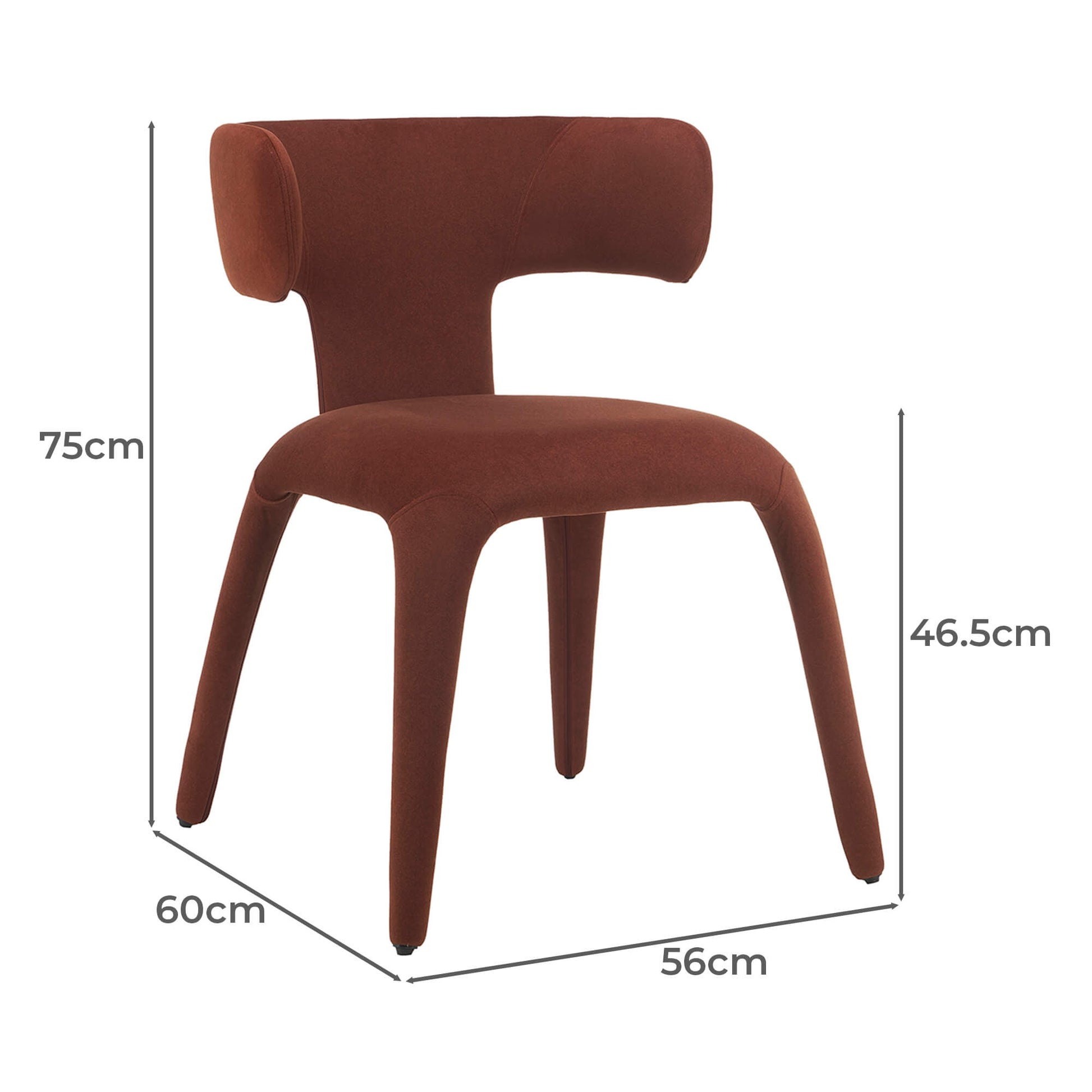 Fairlawn | Mid Century Rust Green Mohair Metal Dining Chairs | Rust