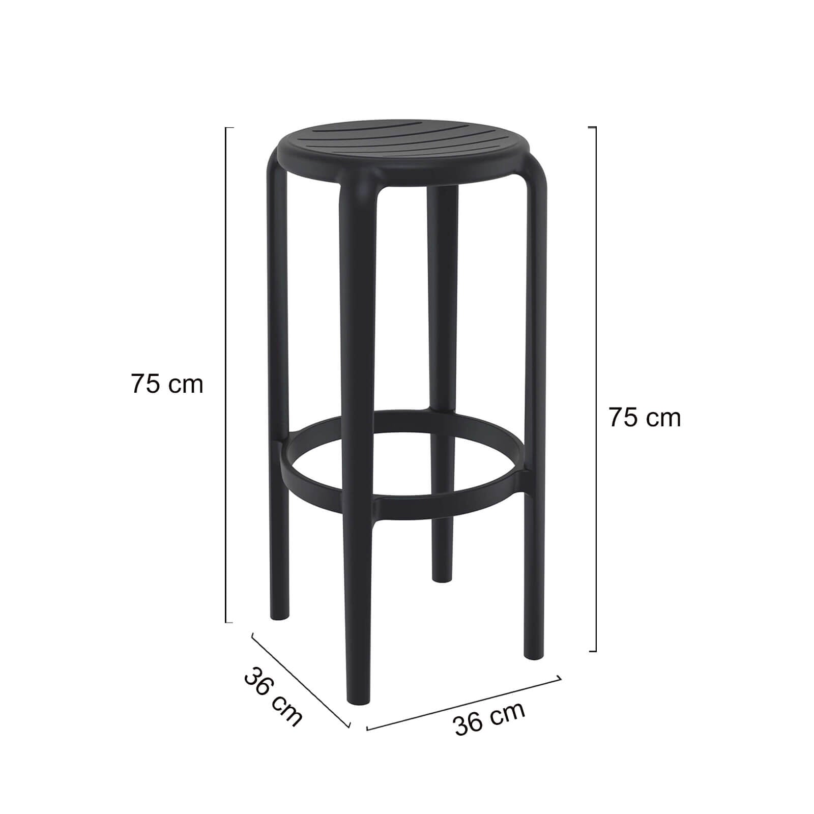 Fairview | Coastal Indoor Outdoor Fibreglass Bar Stools | Set Of 4 | Black