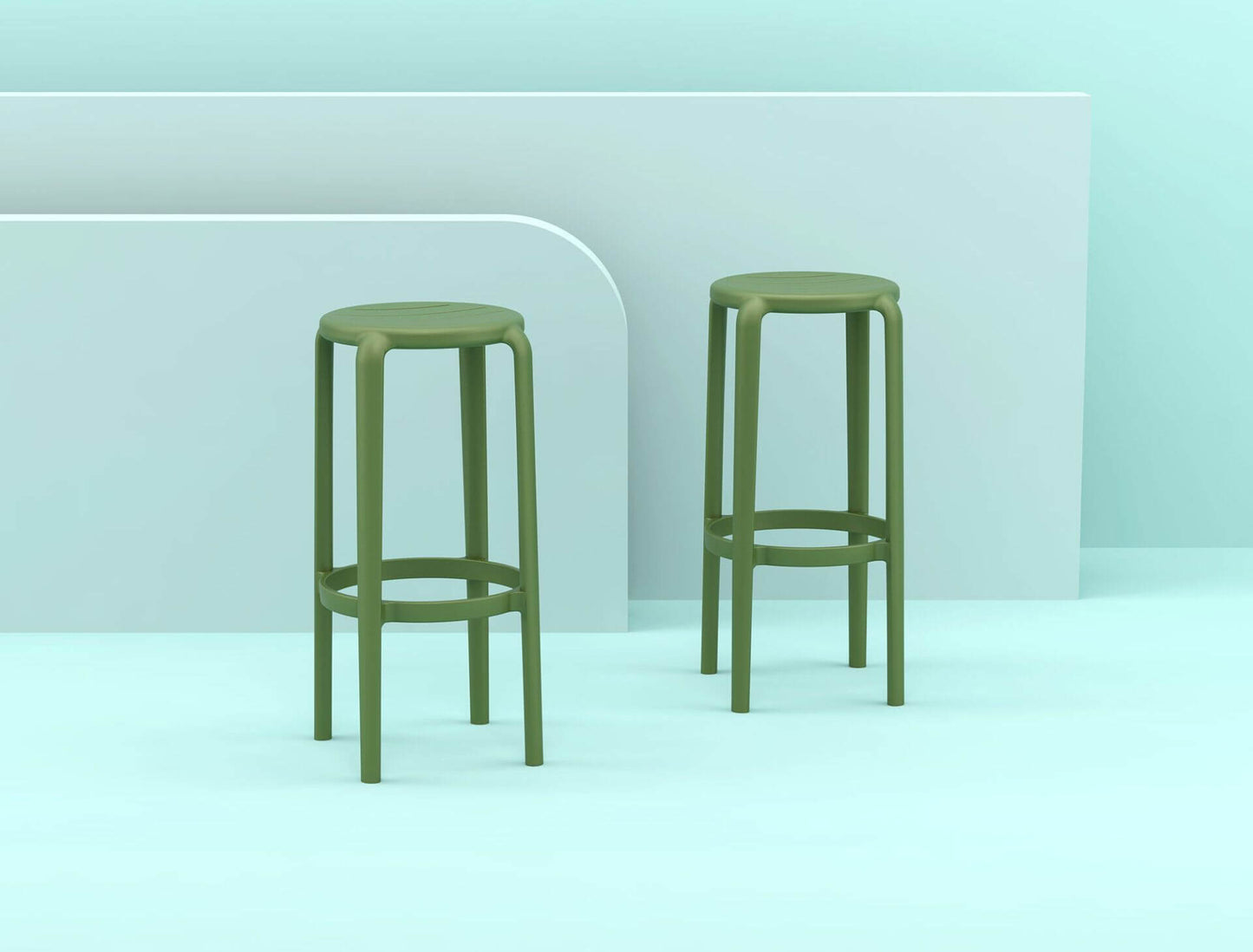 Fairview | Coastal Indoor Outdoor Fibreglass Bar Stools | Set Of 4 | Olive Green