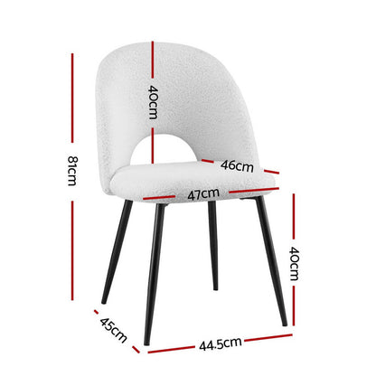 Fantome | Modern White Boucle Fabric Metal Dining Chairs Set Of 2 | White