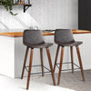 Felix | Modern Wooden Brown PU Leather Bar Stools | Set Of 2