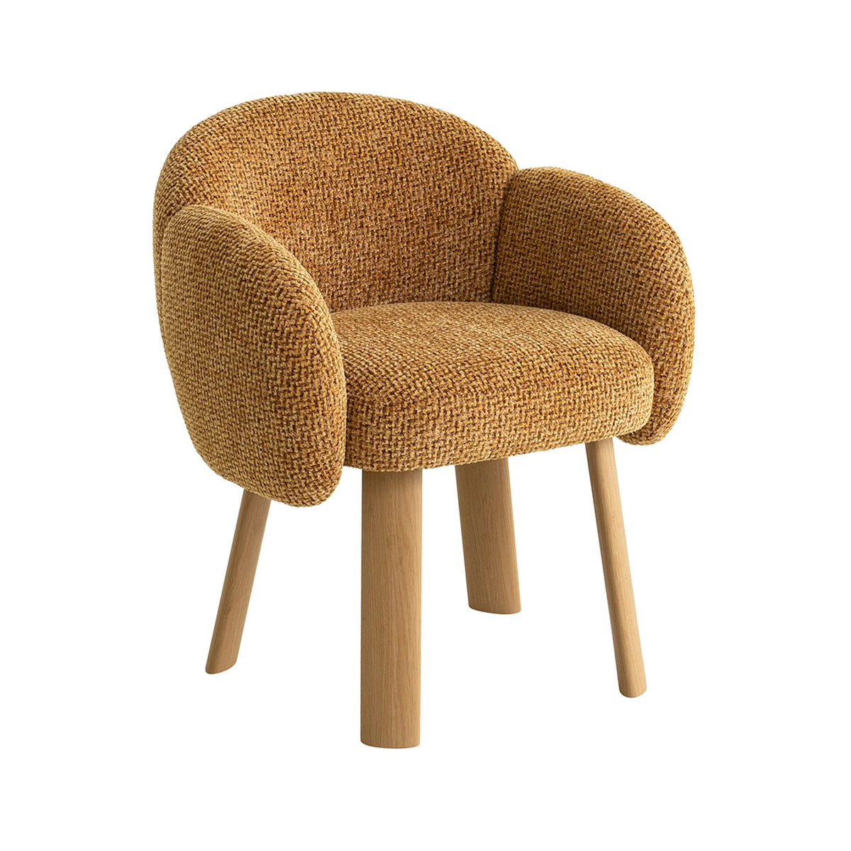 Fieldstone | Modern Coastal Honeycomb Ochre White Upholstered Dining Chairs With Arms | Ochre