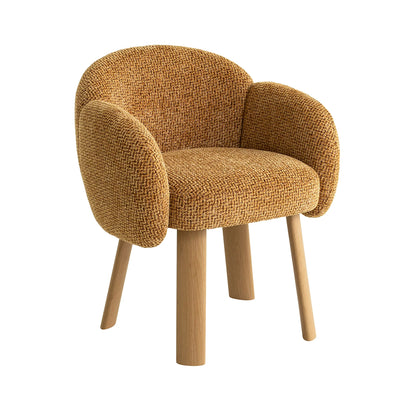 Fieldstone | Modern Coastal Honeycomb Ochre White Upholstered Dining Chairs With Arms | Ochre