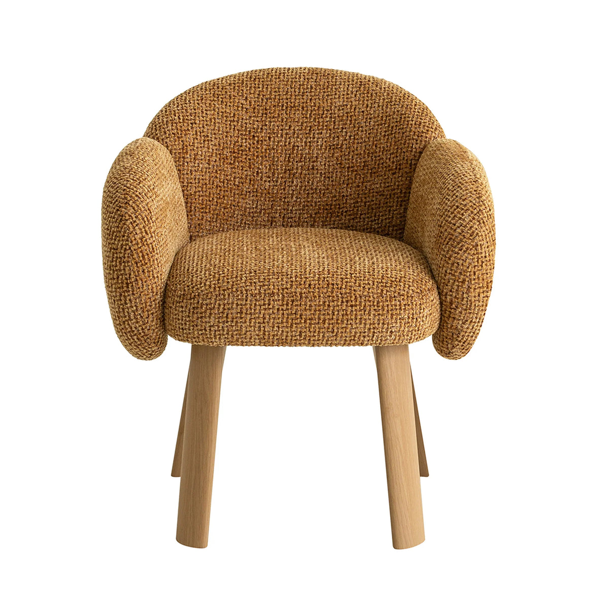 Fieldstone | Modern Coastal Honeycomb Ochre White Upholstered Dining Chairs With Arms