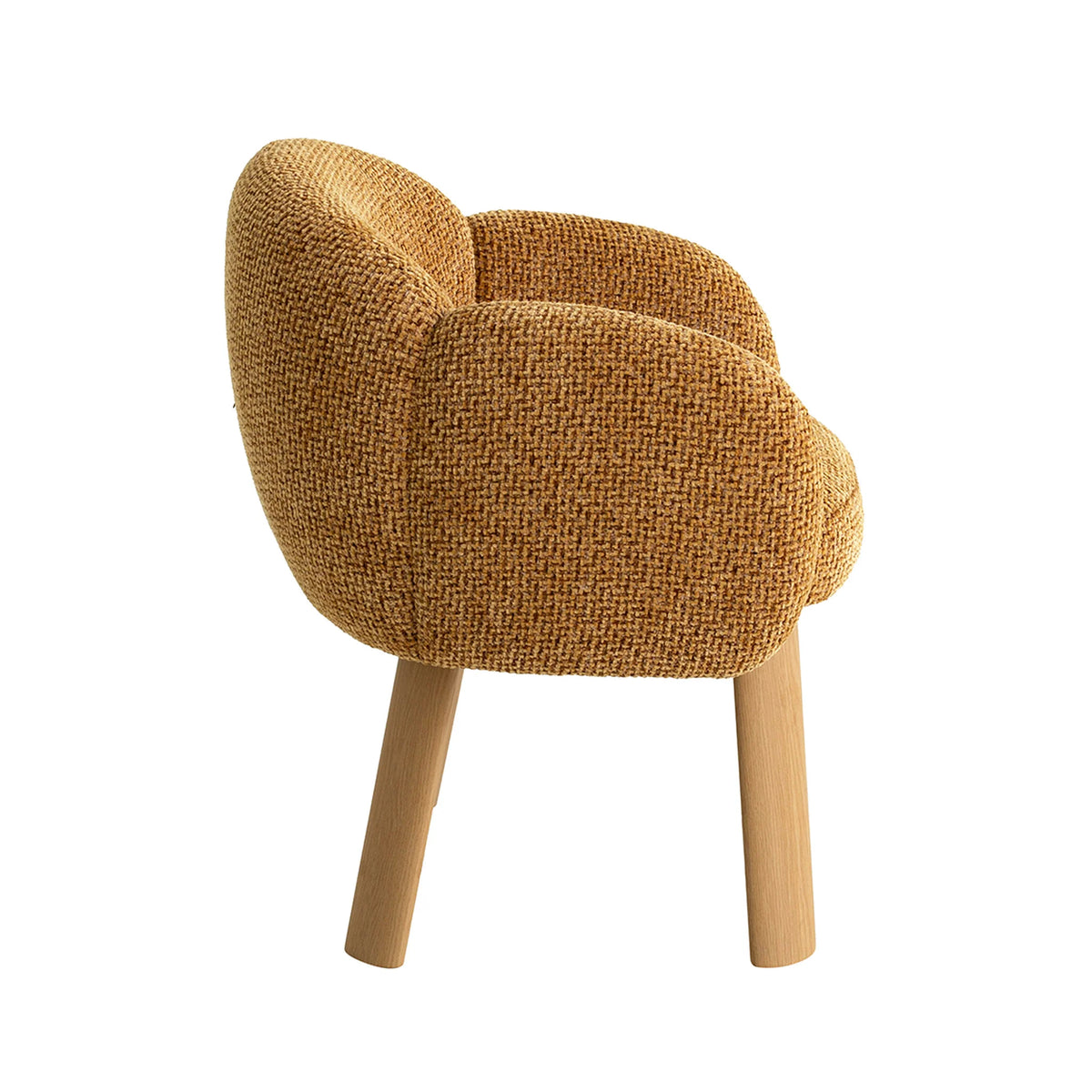 Fieldstone | Modern Coastal Honeycomb Ochre White Upholstered Dining Chairs With Arms | Ochre