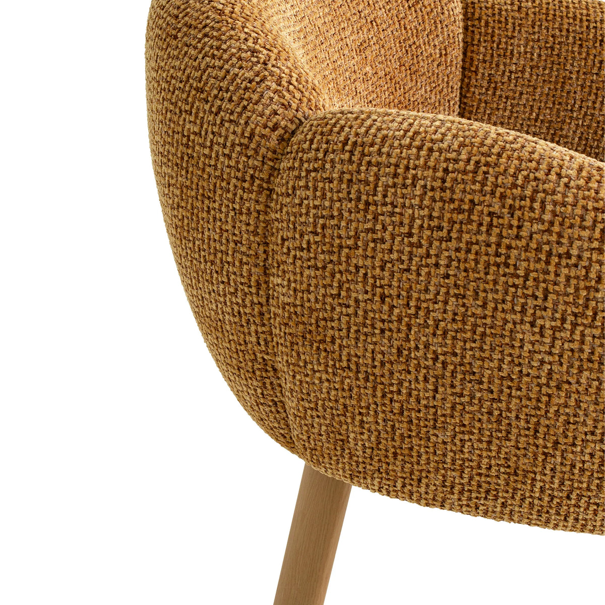 Fieldstone | Modern Coastal Honeycomb Ochre White Upholstered Dining Chairs With Arms | Ochre