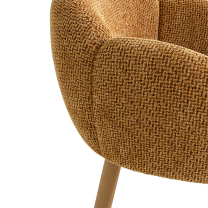 Fieldstone | Modern Coastal Honeycomb Ochre White Upholstered Dining Chairs With Arms | Ochre
