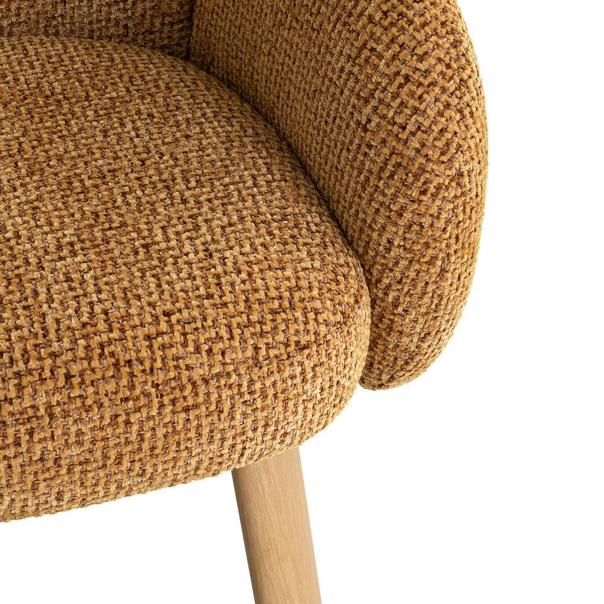 Fieldstone | Modern Coastal Honeycomb Ochre White Upholstered Dining Chairs With Arms