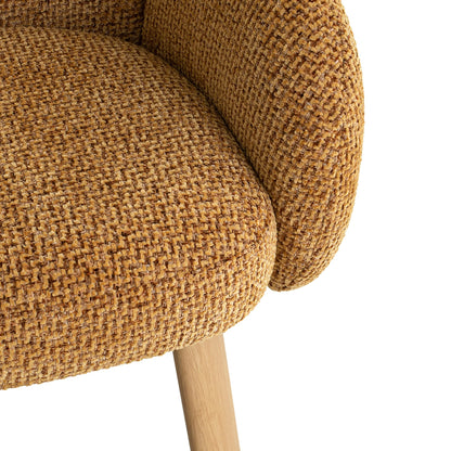 Fieldstone | Modern Coastal Honeycomb Ochre White Upholstered Dining Chairs With Arms | Ochre