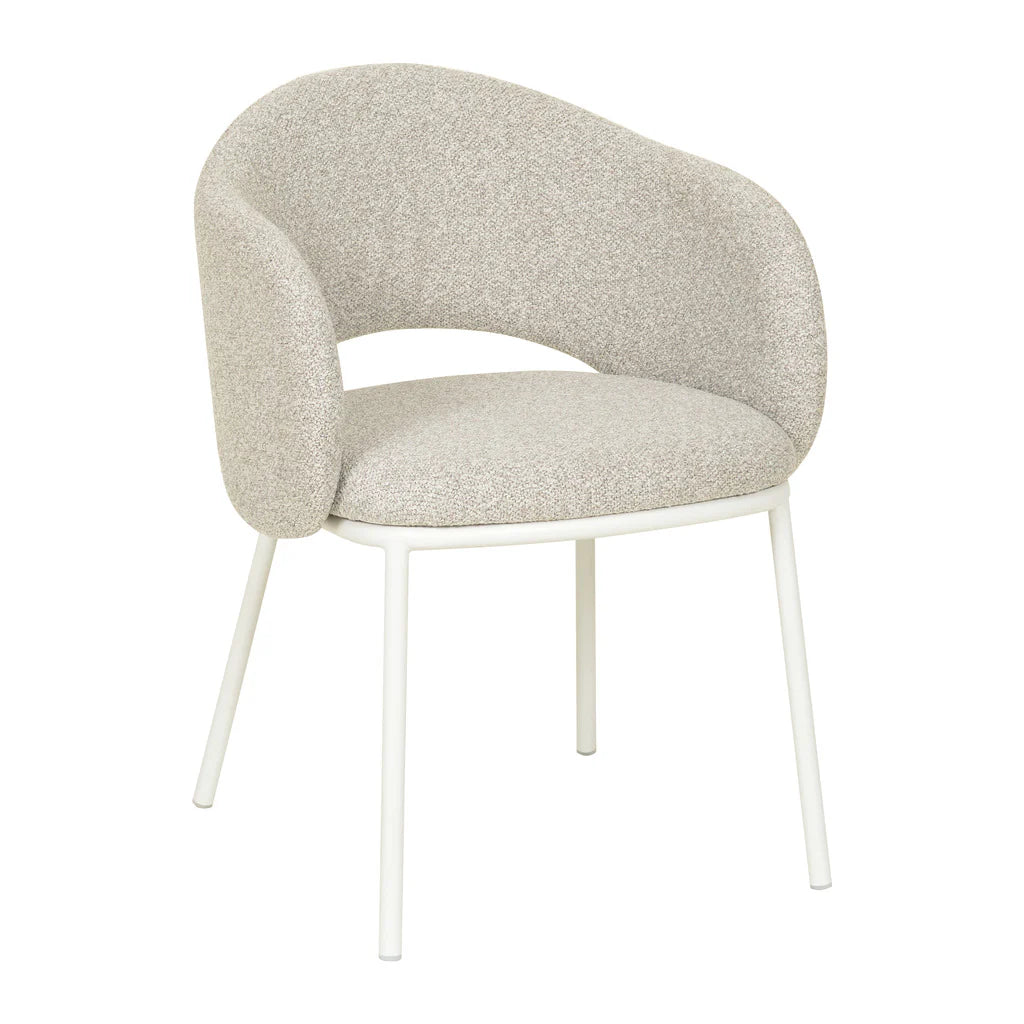 Fieldstone | Clay Grey Coastal Modern Dining Chairs With Arms | White