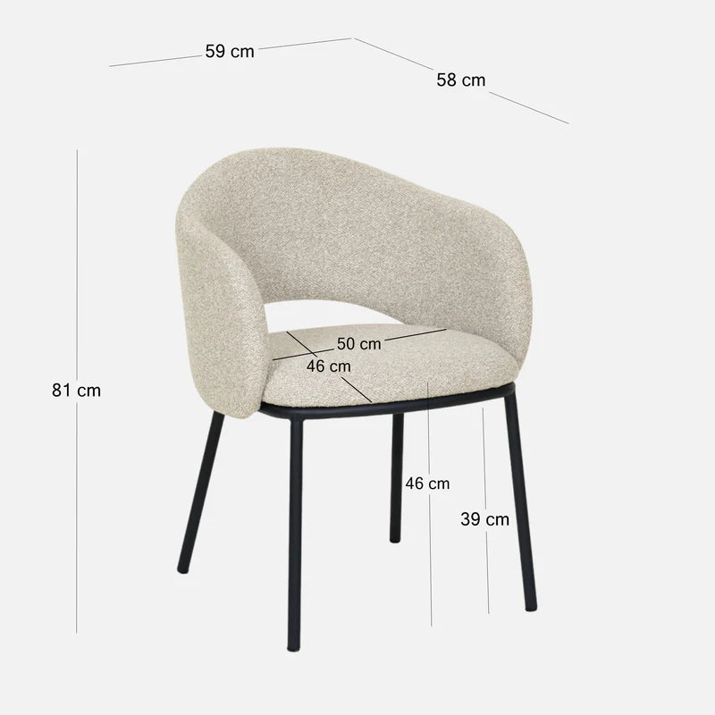 Fieldstone | Clay Grey Coastal Modern Dining Chairs With Arms | Black