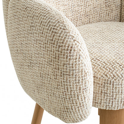 Fieldstone | Modern Coastal Honeycomb Ochre White Upholstered Dining Chairs With Arms | White