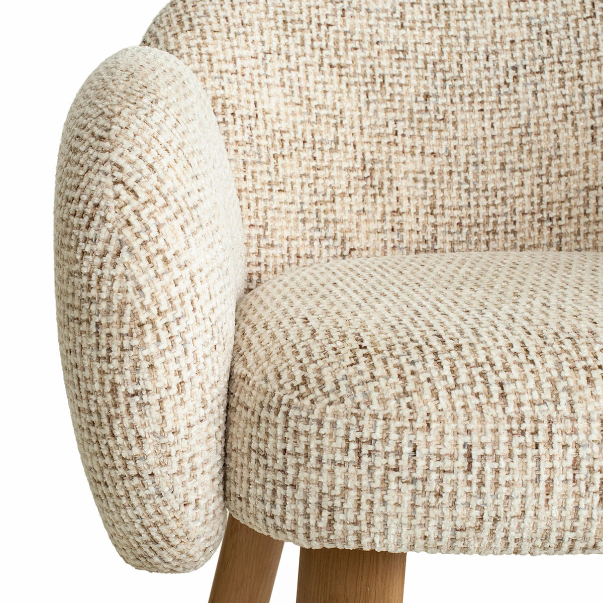 Fieldstone | Modern Coastal Honeycomb Ochre White Upholstered Dining Chairs With Arms