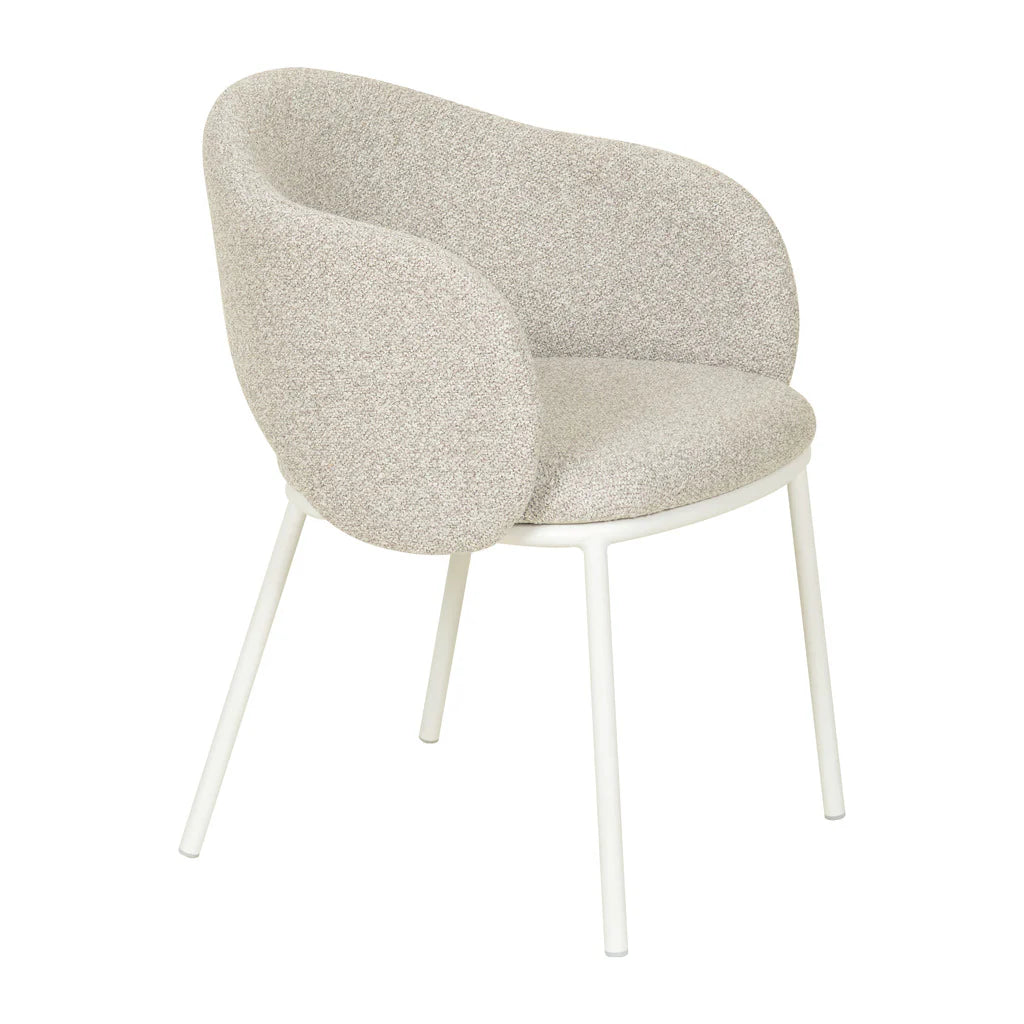 Fieldstone | Clay Grey Coastal Modern Dining Chairs With Arms | White
