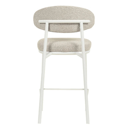 Finlay | Clay Grey Fabric Modern Commercial Coastal White Metal Bar Stools | Set Of 2
