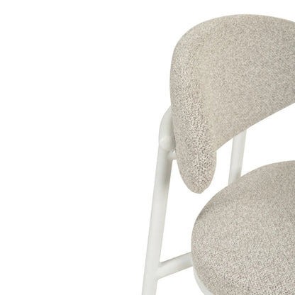 Finlay | Clay Grey Fabric Modern Commercial Coastal White Metal Bar Stools | Set Of 2